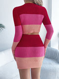Sera Arden Cropped Bodycon Colour-Block Knit Set