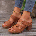 Stride Chunky Block-Heel Solid Slides