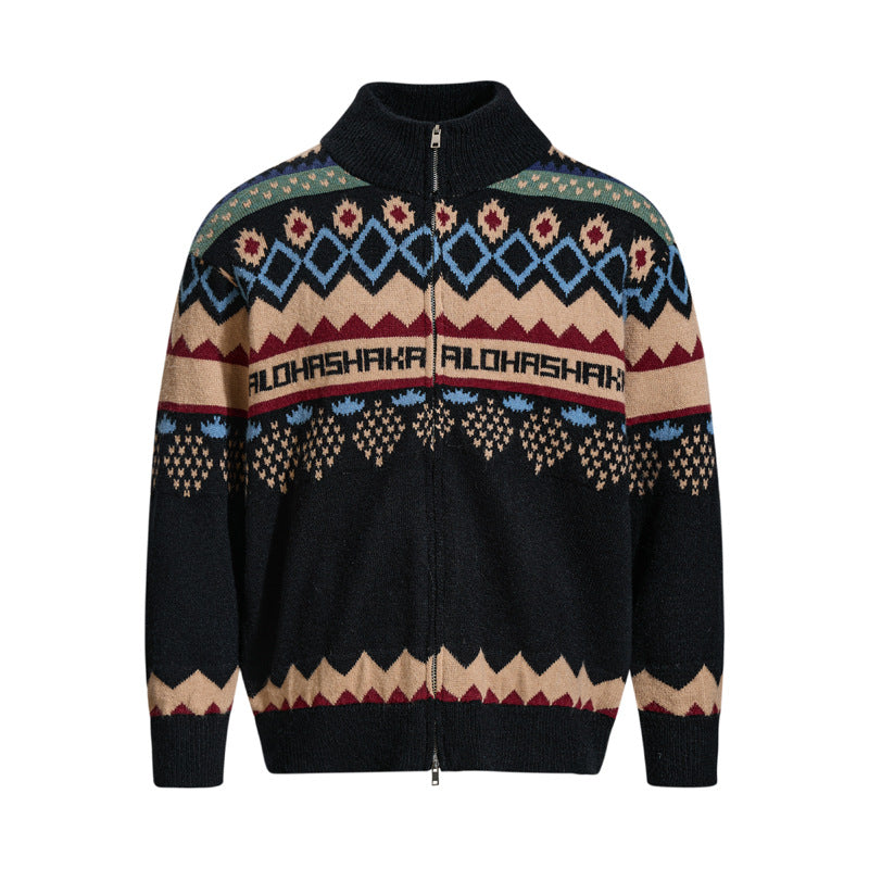 Atlas Men's Retro Jacquard Cardigan