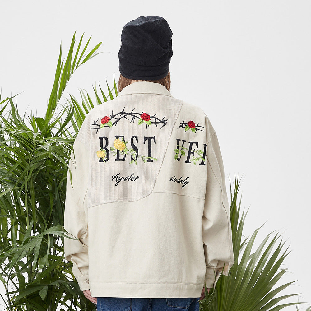 District Men's Letter-Print Embroidered Jacket
