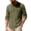 Metro Men's Linen Long-Sleeve Henley Shirt