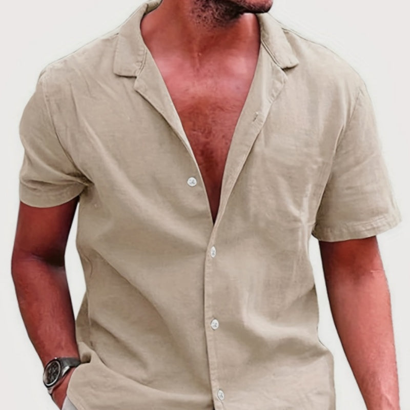 Metro Arden Men's Relaxed Solid Linen Shirt