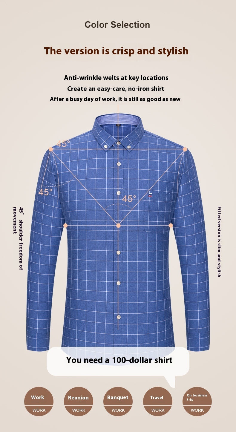 Metro Men's Cotton Long-Sleeve Plaid Shirt