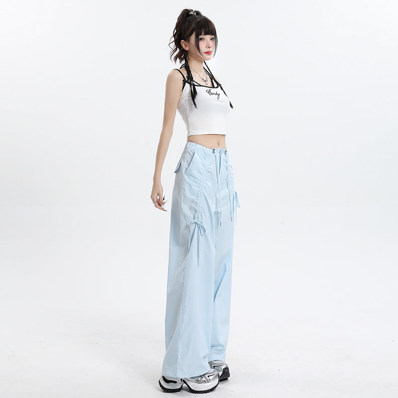 Rover Wide-Leg Straight Drawstring Cargo Pants