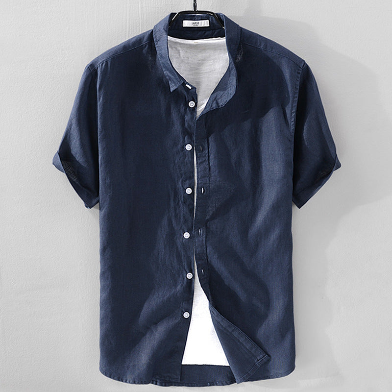 Metro Men's Short-Sleeve Breathable Linen Shirt