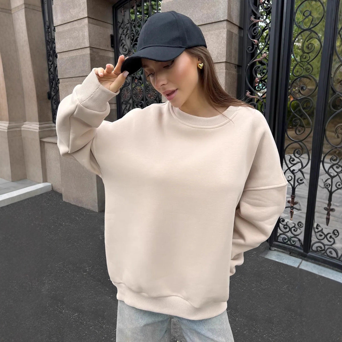 District Men's Crew-Neck Retro Solid Sweatshirt