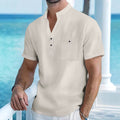 Archive Men's Linen Short-Sleeve Stand-Collar T-Shirt