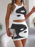 Sera Bexley Cropped Bodycon Colour-Block Knit Set