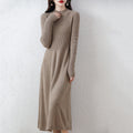 Nova Cinched-Waist Knit Midi Dress in Camel