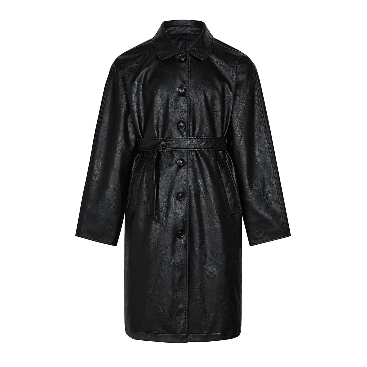 Halo Leather Mid-Length Trench Coat