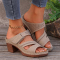 Stride Chunky Block-Heel Solid Slides