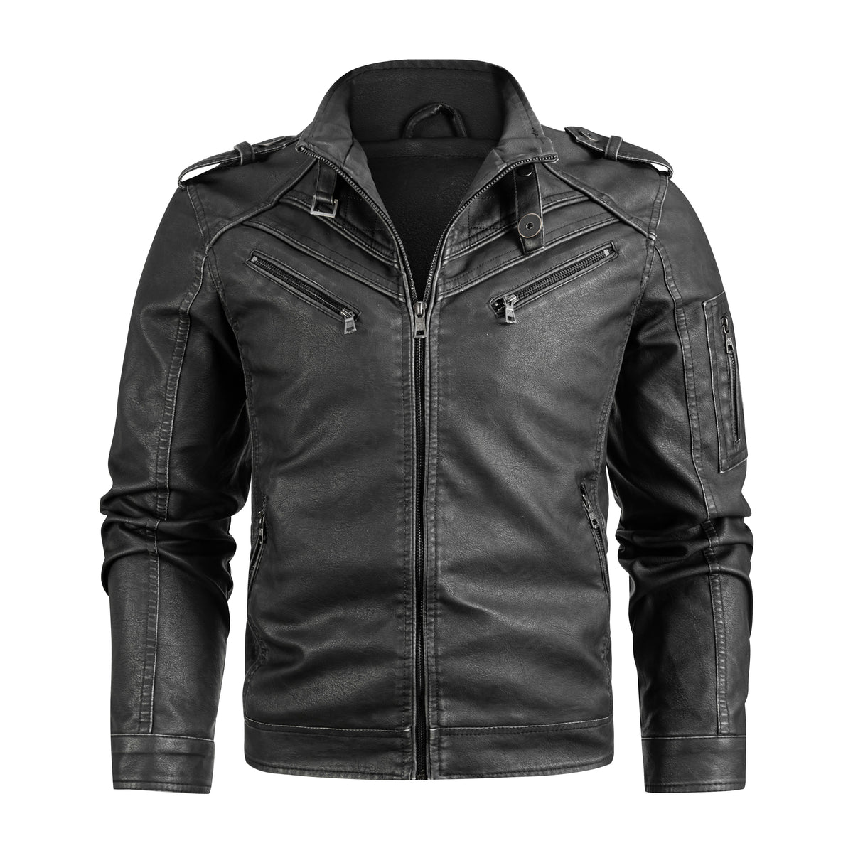 Halo Men's Faux-Leather Leather Vintage Biker Jacket