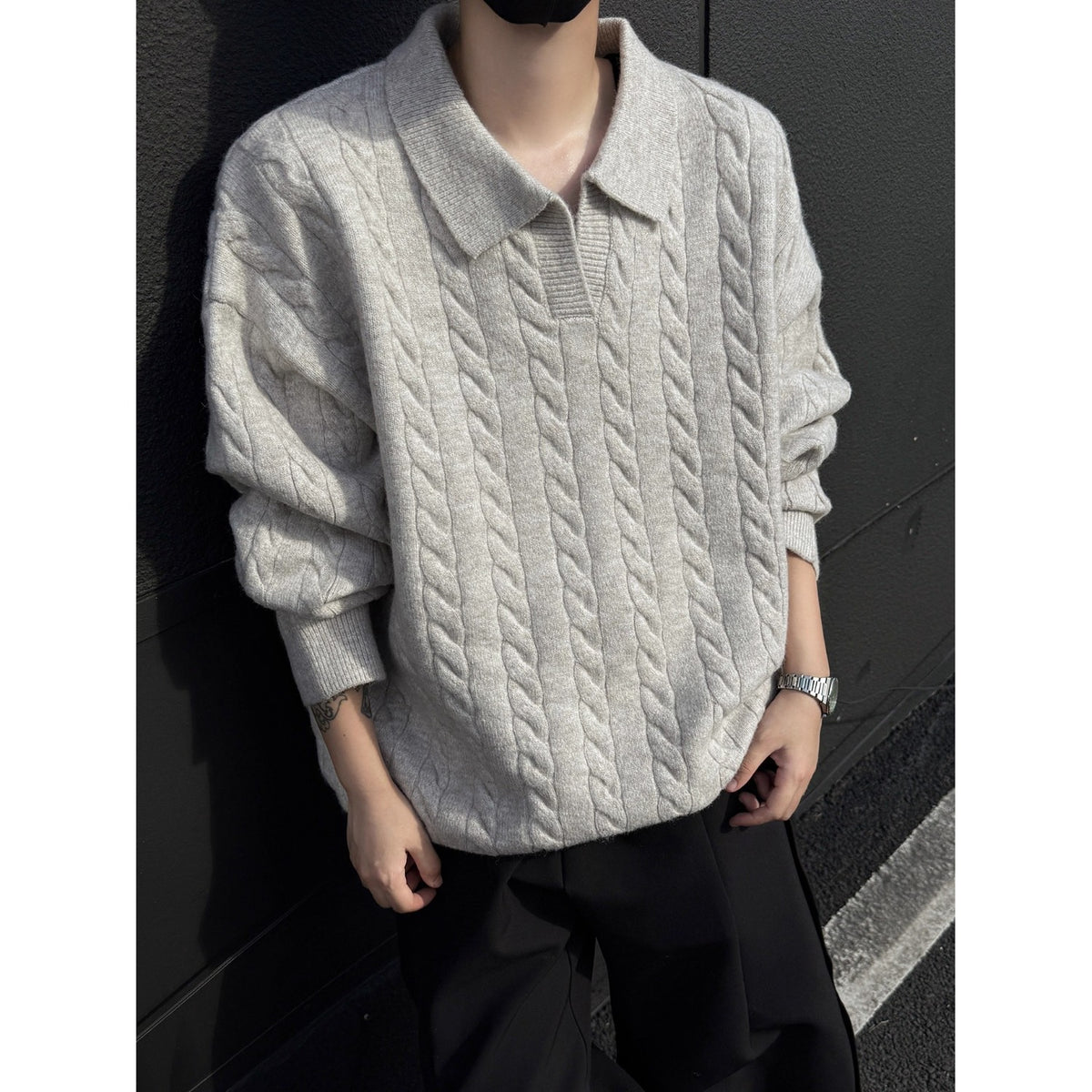 Atlas Men's Cable-Knit V-Neck Sweater