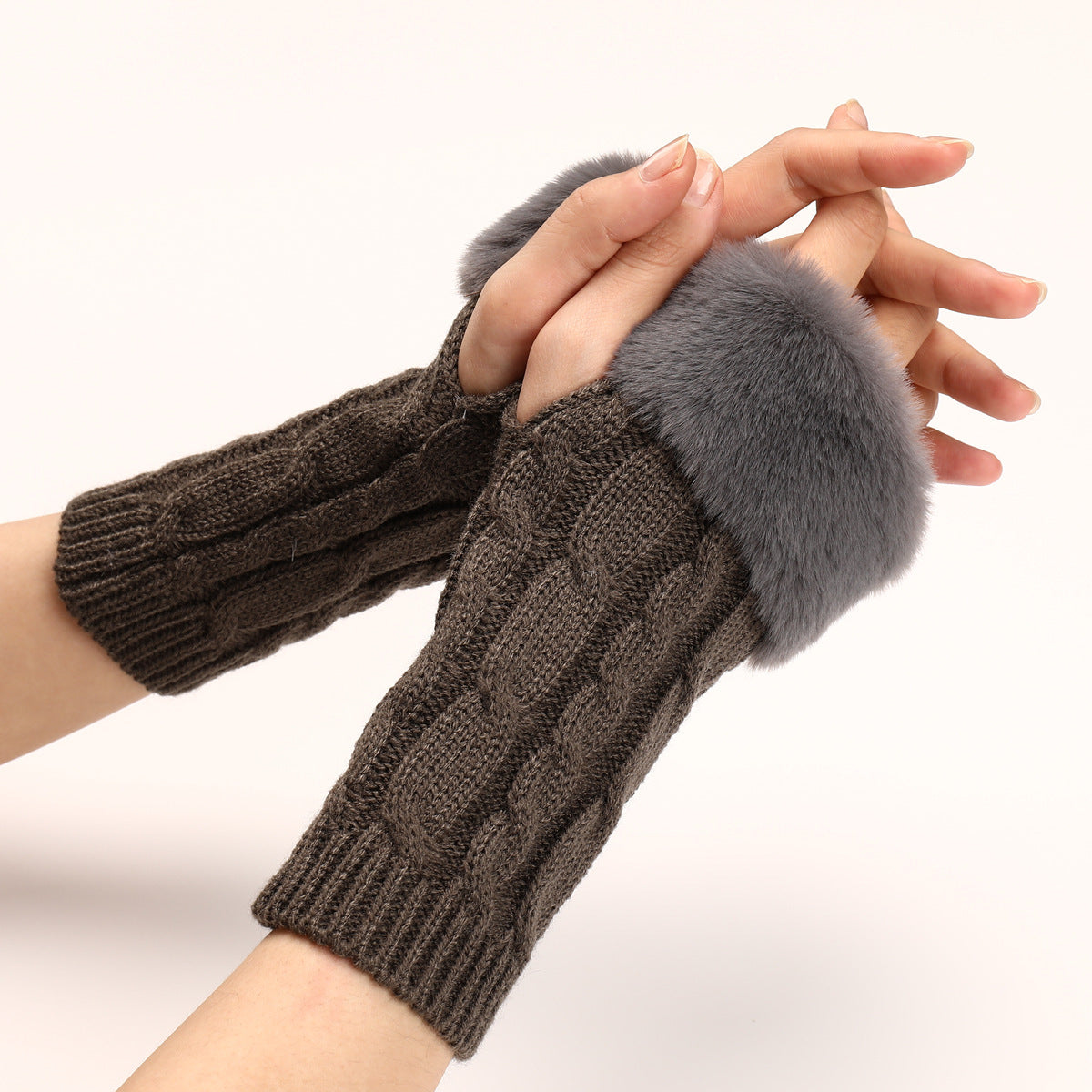 Ember Wool Cable-Knit Knit Arm Warmers