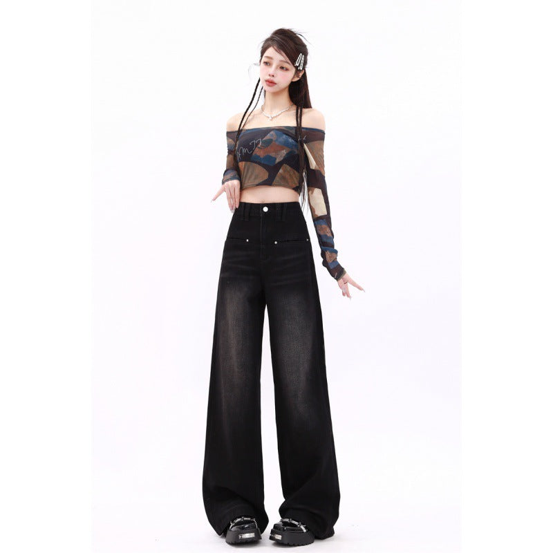 Indigo Washed Retro Straight Jeans
