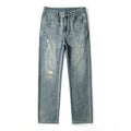 Indigo Men's Straight Ripped Jeans