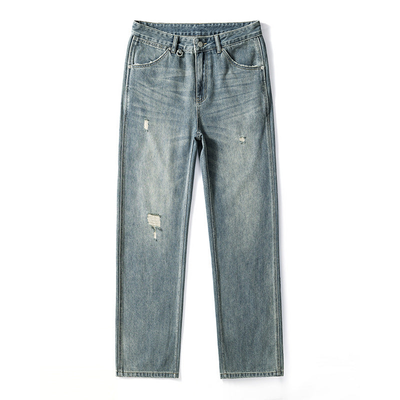 Indigo Men's Straight Ripped Jeans