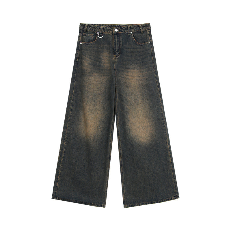 Indigo Men's Washed Retro Straight Jeans