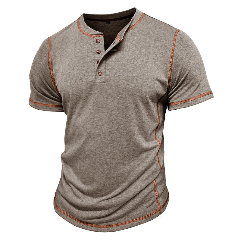 Metro Men's Short-Sleeve Round Henley Shirt