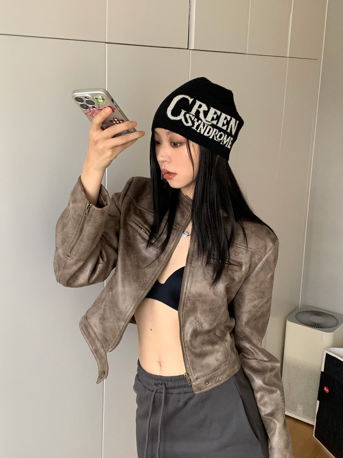 Halo Short Leather Jacket