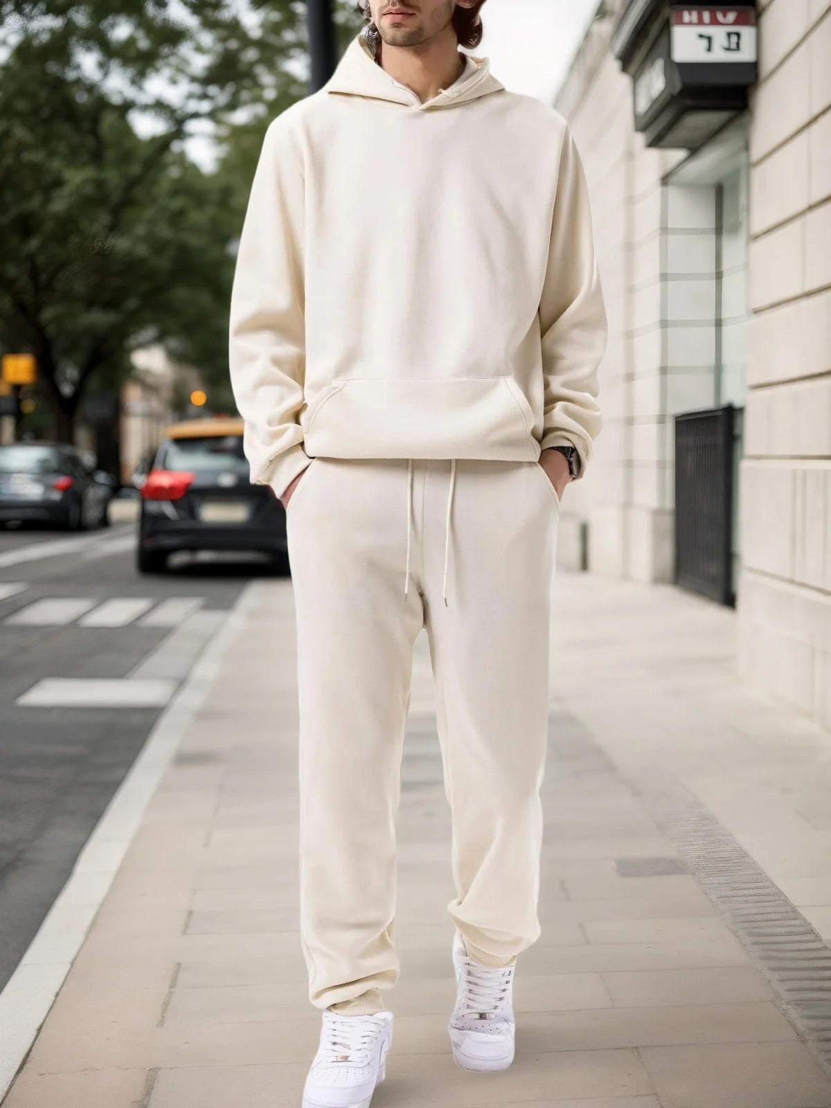 Men's hoodie and jogger set in khaki
