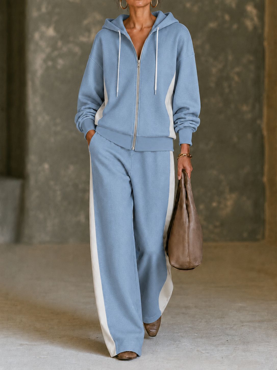 Sera Wide-Leg Zip-Up Colour-Block Tracksuit