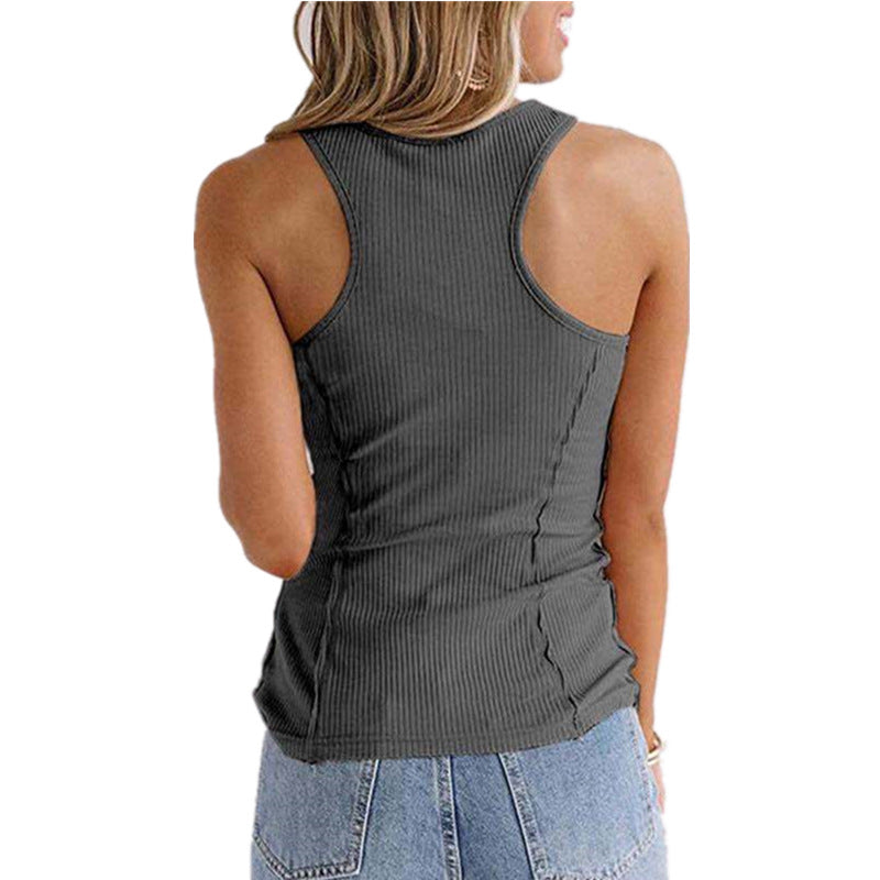 Aurelia Button Solid Tank Top