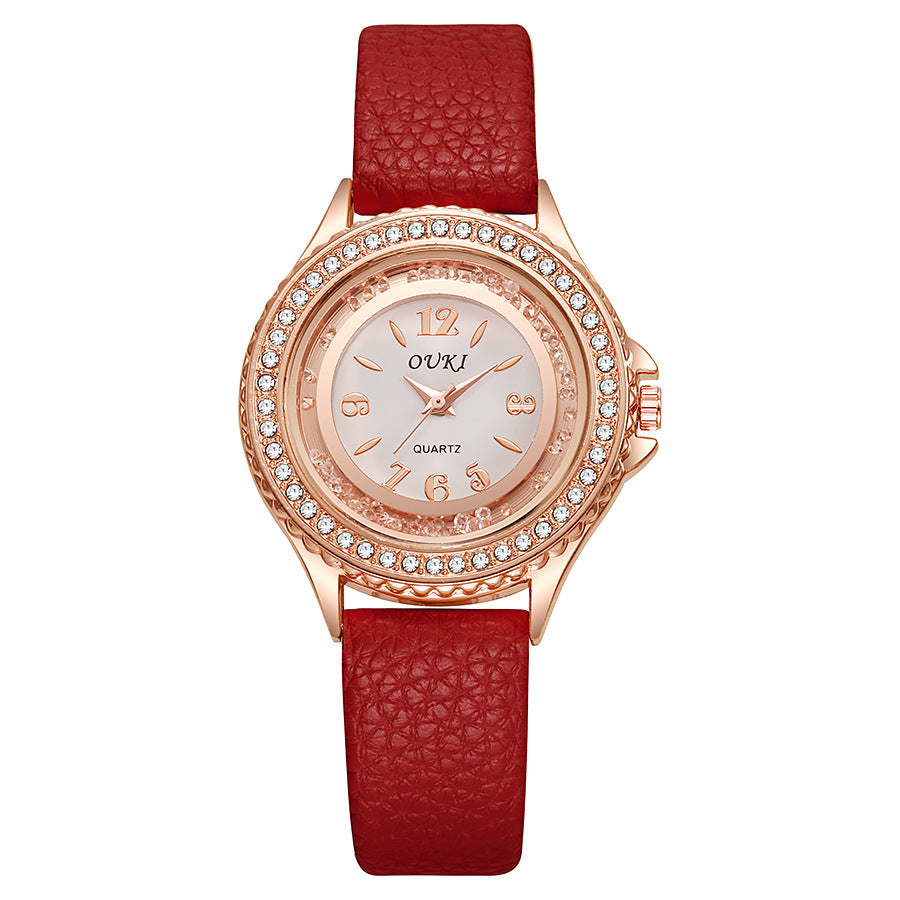 Tempo Minimalist Round Rhinestone Watch