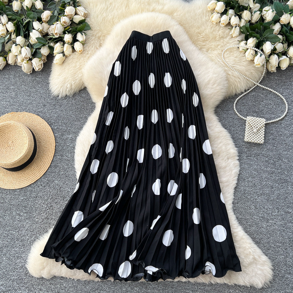 Sway Pleated Polka-Dot Skirt