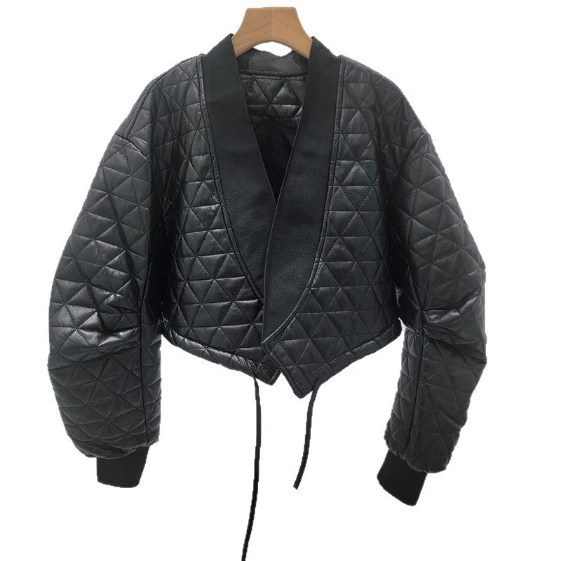 Halo Leather Quilted Biker Jacket