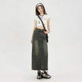 Sway Garnet Retro Denim Skirt