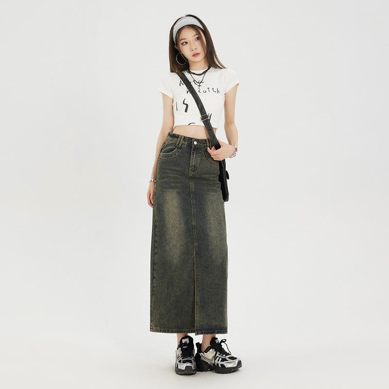 Sway Garnet Retro Denim Skirt