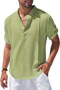 Metro Men's Linen Short-Sleeve Henley Shirt