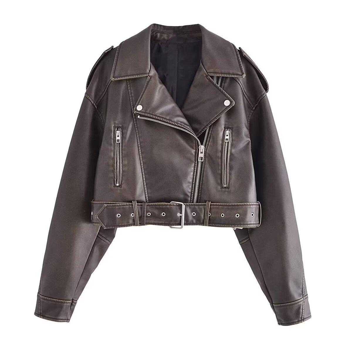 Halo Leather Washed Biker Jacket