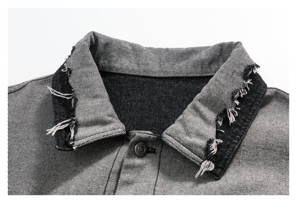 District Men's Lapel Denim Jacket