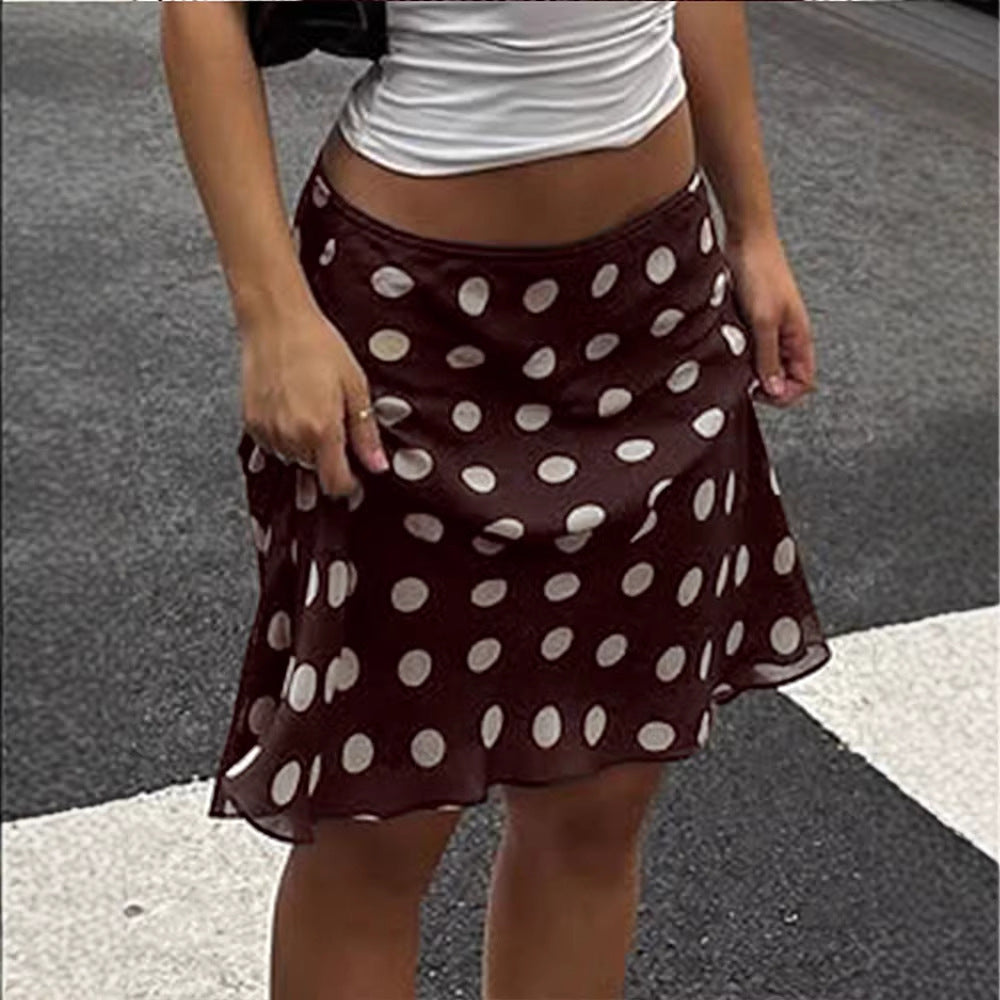 Sway Satin Polka-Dot Printed Midi Skirt