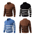 Atlas Men's Zip-Up Striped Colour-Block Sweater