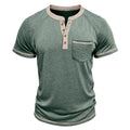Metro Men's Short-Sleeve Button Vintage Henley Shirt