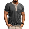 Metro Men's Short-Sleeve Button Vintage Henley Shirt
