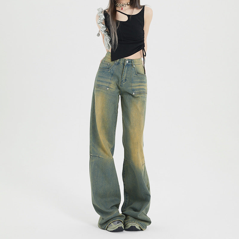 Indigo Washed Vintage Straight Jeans