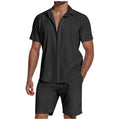 Metro Men's Short-Sleeve Lapel Linen Shirt