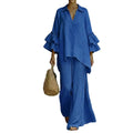 Sera Wide-Leg V-Neck Ruffled Tracksuit