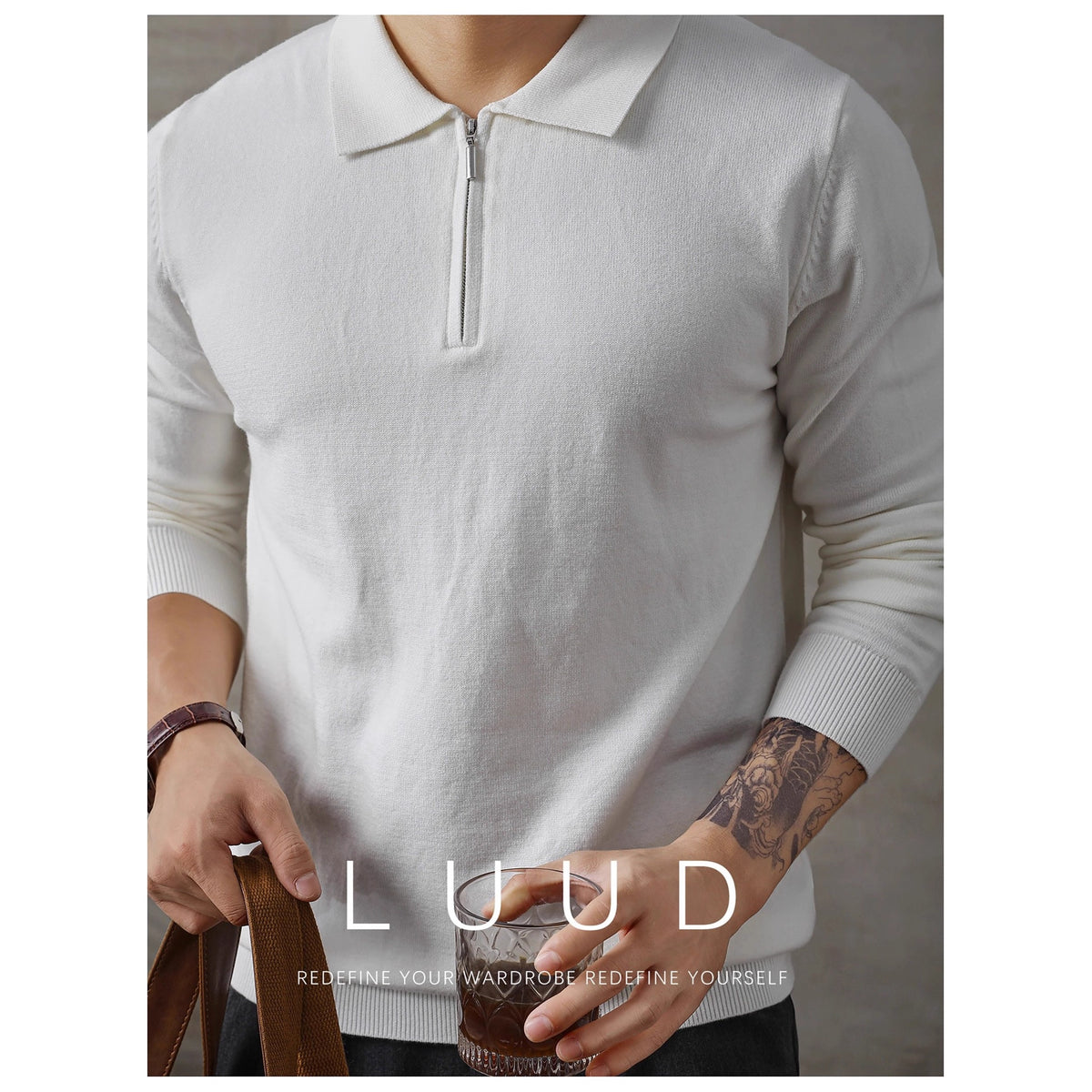Atlas Men's Knit Long-Sleeve Polo Shirt