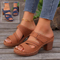 Stride Chunky Block-Heel Solid Slides