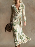 Nova Long-Sleeve V-Neck Maxi Dress