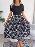 Nova High-Waist Pleated Printed Midi Dress