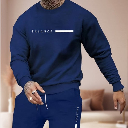 District Men's Long Crew-Neck Printed Co-ord Set