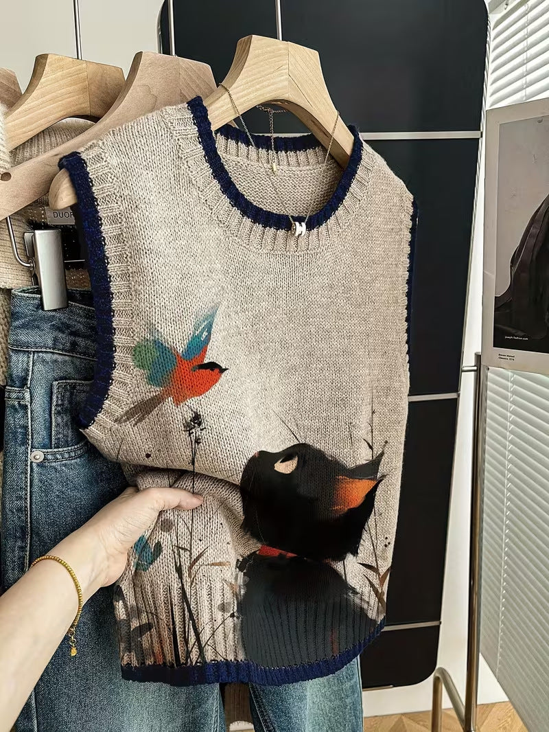 Hearth Knit Colour-Block Retro Vest