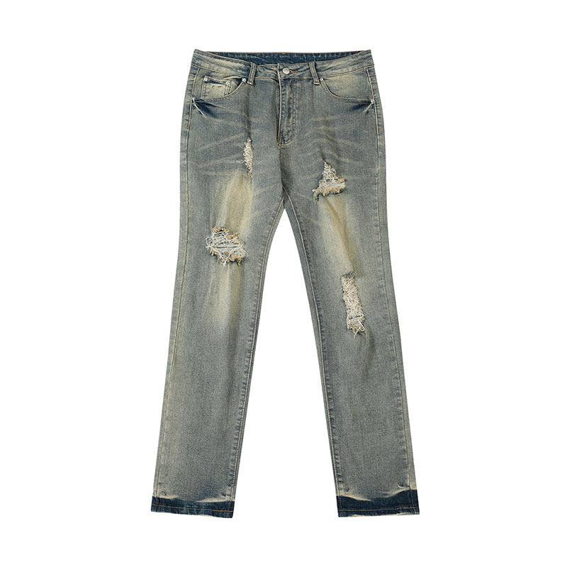 Indigo Men's Ripped Straight Jeans