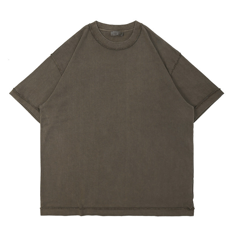 Heavyweight vintage-wash tee in khaki